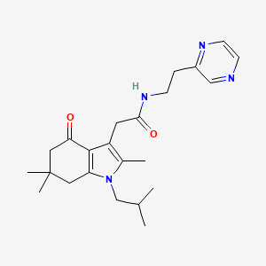 molecular formula C23H32N4O2 B6000689 2-(1-isobutyl-2,6,6-trimethyl-4-oxo-4,5,6,7-tetrahydro-1H-indol-3-yl)-N-[2-(2-pyrazinyl)ethyl]acetamide 