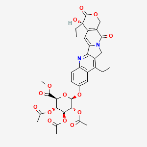 molecular formula C35H36N2O14 B600084 (4S)-4,11-二乙基-4-羟基-3,14-二氧代-3,4,12,14-四氢-1H-吡喃[3',4':6,7]吲哚并[1,2-b]喹啉-9-基甲基 2,3,4-三-O-乙酰-β-D-葡萄糖吡喃糖醛酸盐 CAS No. 121098-77-9