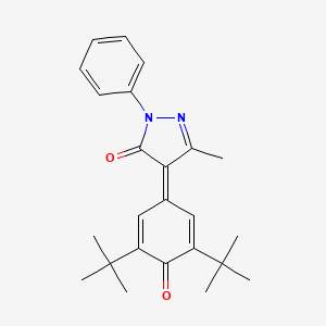molecular formula C24H28N2O2 B600111 2,6-Di-tert-butyl-4-(3-Methyl-1-phenyl-5-oxo-4-pyrazolidine)-2,5-cyclohexadiene-1-one CAS No. 153787-33-8