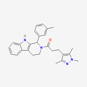 1-(3-methylphenyl)-2-[3-(1,3,5-trimethyl-1H-pyrazol-4-yl)propanoyl]-2,3,4,9-tetrahydro-1H-beta-carboline