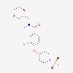 3-chloro-N-(1,4-dioxan-2-ylmethyl)-N-methyl-4-{[1-(methylsulfonyl)-4-piperidinyl]oxy}benzamide