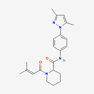 N-[4-(3,5-dimethyl-1H-pyrazol-1-yl)phenyl]-1-(3-methyl-2-butenoyl)-2-piperidinecarboxamide