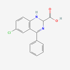 molecular formula C15H11ClN2O2 B600149 6-Chloro-4-phenyl-1,2-dihydroquinazoline-2-carboxylic acid CAS No. 153681-82-4