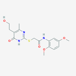 N-(2,5-dimethoxyphenyl)-2-[[5-(2-hydroxyethyl)-4-methyl-6-oxo-1H-pyrimidin-2-yl]sulfanyl]acetamide