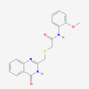 molecular formula C18H17N3O3S B6001524 2-{[(4-hydroxyquinazolin-2-yl)methyl]sulfanyl}-N-(2-methoxyphenyl)acetamide 