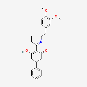 molecular formula C25H29NO4 B6001532 2-(1-{[2-(3,4-dimethoxyphenyl)ethyl]amino}propylidene)-5-phenyl-1,3-cyclohexanedione 