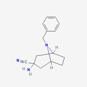 molecular formula C15H19N3 B600167 3-Amino-8-benzyl-8-azabicyclo[3.2.1]octane-3-carbonitrile CAS No. 142838-94-6