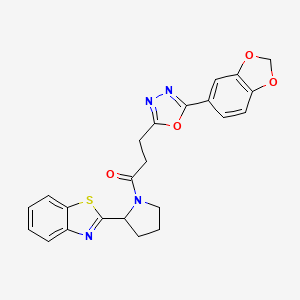 2-(1-{3-[5-(1,3-benzodioxol-5-yl)-1,3,4-oxadiazol-2-yl]propanoyl}-2-pyrrolidinyl)-1,3-benzothiazole