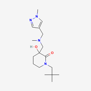 1-(2,2-Dimethylpropyl)-3-hydroxy-3-[[methyl-[(1-methylpyrazol-4-yl)methyl]amino]methyl]piperidin-2-one