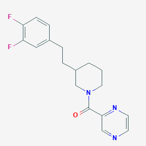 molecular formula C18H19F2N3O B6001982 2-({3-[2-(3,4-difluorophenyl)ethyl]-1-piperidinyl}carbonyl)pyrazine 