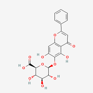molecular formula C21H18O11 B600227 5,7-Dihydroxyflavone-6-yl beta-D-glucopyranosiduronic acid CAS No. 35990-03-5