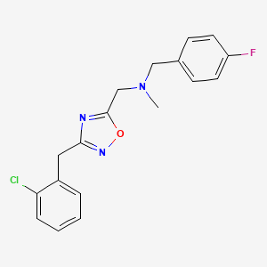 molecular formula C18H17ClFN3O B6002502 1-[3-(2-chlorobenzyl)-1,2,4-oxadiazol-5-yl]-N-(4-fluorobenzyl)-N-methylmethanamine 