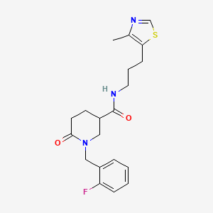 1-(2-fluorobenzyl)-N-[3-(4-methyl-1,3-thiazol-5-yl)propyl]-6-oxo-3-piperidinecarboxamide