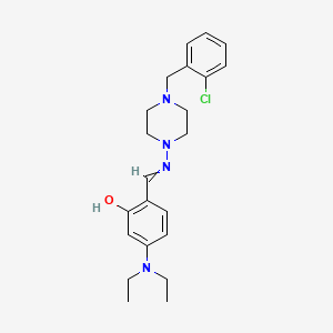 molecular formula C22H29ClN4O B6002590 2-({[4-(2-chlorobenzyl)-1-piperazinyl]imino}methyl)-5-(diethylamino)phenol 