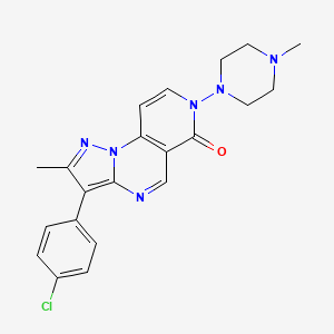 molecular formula C21H21ClN6O B6002612 3-(4-chlorophenyl)-2-methyl-7-(4-methyl-1-piperazinyl)pyrazolo[1,5-a]pyrido[3,4-e]pyrimidin-6(7H)-one 