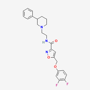 molecular formula C24H25F2N3O3 B6002623 5-[(3,4-difluorophenoxy)methyl]-N-[2-(3-phenyl-1-piperidinyl)ethyl]-3-isoxazolecarboxamide 