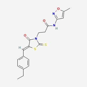 molecular formula C19H19N3O3S2 B6002632 3-[5-(4-ethylbenzylidene)-4-oxo-2-thioxo-1,3-thiazolidin-3-yl]-N-(5-methyl-3-isoxazolyl)propanamide 