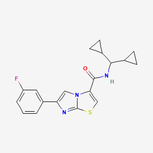 molecular formula C19H18FN3OS B6002651 N-(dicyclopropylmethyl)-6-(3-fluorophenyl)imidazo[2,1-b][1,3]thiazole-3-carboxamide 