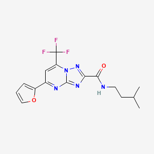 molecular formula C16H16F3N5O2 B6002663 5-(2-furyl)-N-(3-methylbutyl)-7-(trifluoromethyl)[1,2,4]triazolo[1,5-a]pyrimidine-2-carboxamide 