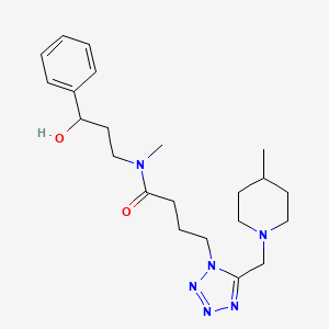 molecular formula C22H34N6O2 B6002670 N-(3-hydroxy-3-phenylpropyl)-N-methyl-4-{5-[(4-methyl-1-piperidinyl)methyl]-1H-tetrazol-1-yl}butanamide 