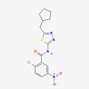 molecular formula C15H15ClN4O3S B6002701 2-chloro-N-[5-(cyclopentylmethyl)-1,3,4-thiadiazol-2-yl]-5-nitrobenzamide 