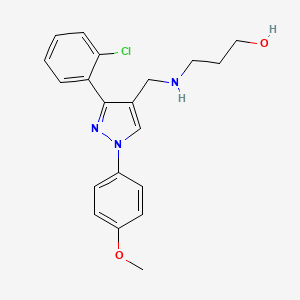 molecular formula C20H22ClN3O2 B6002705 3-({[3-(2-chlorophenyl)-1-(4-methoxyphenyl)-1H-pyrazol-4-yl]methyl}amino)-1-propanol 