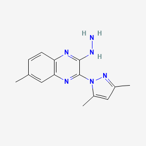 molecular formula C14H16N6 B6002711 3-(3,5-dimethyl-1H-pyrazol-1-yl)-2-hydrazino-6-methylquinoxaline 