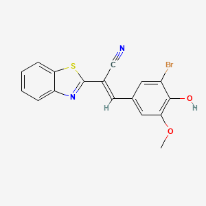 molecular formula C17H11BrN2O2S B6002796 2-(1,3-benzothiazol-2-yl)-3-(3-bromo-4-hydroxy-5-methoxyphenyl)acrylonitrile 