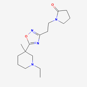 molecular formula C16H26N4O2 B6002811 1-{2-[5-(1-ethyl-3-methyl-3-piperidinyl)-1,2,4-oxadiazol-3-yl]ethyl}-2-pyrrolidinone trifluoroacetate 