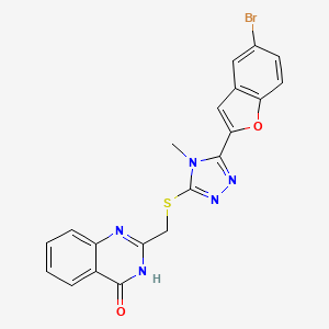 molecular formula C20H14BrN5O2S B6002870 2-({[5-(5-bromo-1-benzofuran-2-yl)-4-methyl-4H-1,2,4-triazol-3-yl]thio}methyl)-4(3H)-quinazolinone 