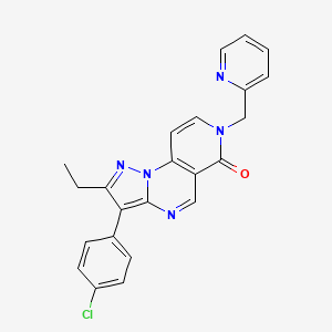 molecular formula C23H18ClN5O B6002903 3-(4-chlorophenyl)-2-ethyl-7-(2-pyridinylmethyl)pyrazolo[1,5-a]pyrido[3,4-e]pyrimidin-6(7H)-one 