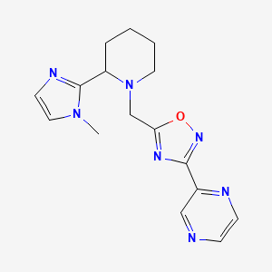 molecular formula C16H19N7O B6002912 2-(5-{[2-(1-methyl-1H-imidazol-2-yl)-1-piperidinyl]methyl}-1,2,4-oxadiazol-3-yl)pyrazine 