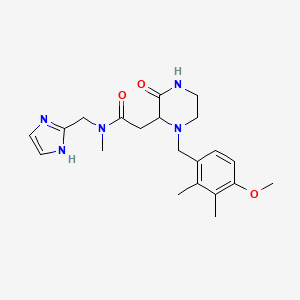molecular formula C21H29N5O3 B6002931 N-(1H-imidazol-2-ylmethyl)-2-[1-(4-methoxy-2,3-dimethylbenzyl)-3-oxo-2-piperazinyl]-N-methylacetamide 