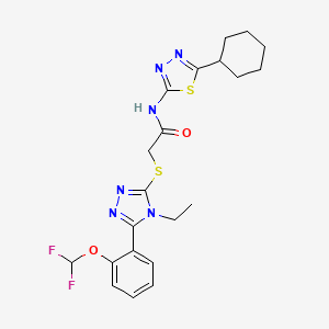 molecular formula C21H24F2N6O2S2 B6003009 N-(5-cyclohexyl-1,3,4-thiadiazol-2-yl)-2-({5-[2-(difluoromethoxy)phenyl]-4-ethyl-4H-1,2,4-triazol-3-yl}thio)acetamide 