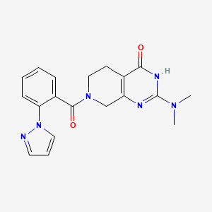 molecular formula C19H20N6O2 B6003018 2-(dimethylamino)-7-[2-(1H-pyrazol-1-yl)benzoyl]-5,6,7,8-tetrahydropyrido[3,4-d]pyrimidin-4(3H)-one 