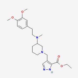 molecular formula C23H34N4O4 B6003036 ethyl 4-({3-[[2-(3,4-dimethoxyphenyl)ethyl](methyl)amino]-1-piperidinyl}methyl)-1H-pyrazole-3-carboxylate 