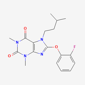 molecular formula C18H21FN4O3 B6003064 8-(2-fluorophenoxy)-1,3-dimethyl-7-(3-methylbutyl)-3,7-dihydro-1H-purine-2,6-dione 