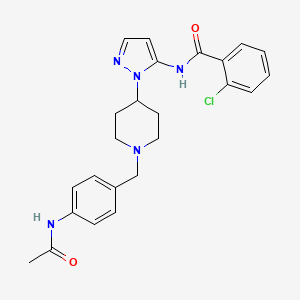molecular formula C24H26ClN5O2 B6003078 N-(1-{1-[4-(acetylamino)benzyl]-4-piperidinyl}-1H-pyrazol-5-yl)-2-chlorobenzamide 
