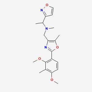 molecular formula C20H25N3O4 B6003099 N-{[2-(2,4-dimethoxy-3-methylphenyl)-5-methyl-1,3-oxazol-4-yl]methyl}-1-(3-isoxazolyl)-N-methylethanamine 