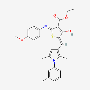 molecular formula C28H28N2O4S B6003150 ethyl 5-{[2,5-dimethyl-1-(3-methylphenyl)-1H-pyrrol-3-yl]methylene}-2-[(4-methoxyphenyl)amino]-4-oxo-4,5-dihydro-3-thiophenecarboxylate 