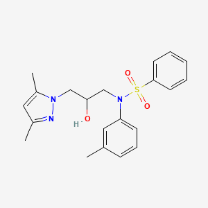 molecular formula C21H25N3O3S B6003231 N-[3-(3,5-dimethyl-1H-pyrazol-1-yl)-2-hydroxypropyl]-N-(3-methylphenyl)benzenesulfonamide 