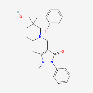 molecular formula C25H30FN3O2 B6003253 4-{[3-(2-fluorobenzyl)-3-(hydroxymethyl)-1-piperidinyl]methyl}-1,5-dimethyl-2-phenyl-1,2-dihydro-3H-pyrazol-3-one 
