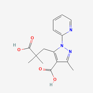 molecular formula C15H17N3O4 B6003276 5-(2-carboxy-2-methylpropyl)-3-methyl-1-pyridin-2-yl-1H-pyrazole-4-carboxylic acid 