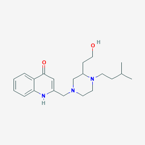 molecular formula C21H31N3O2 B6003285 2-{[3-(2-hydroxyethyl)-4-(3-methylbutyl)-1-piperazinyl]methyl}-4-quinolinol 