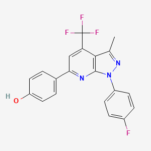molecular formula C20H13F4N3O B6003310 4-[1-(4-fluorophenyl)-3-methyl-4-(trifluoromethyl)-1H-pyrazolo[3,4-b]pyridin-6-yl]phenol 