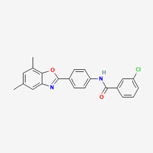 3-chloro-N-[4-(5,7-dimethyl-1,3-benzoxazol-2-yl)phenyl]benzamide
