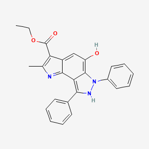 molecular formula C25H21N3O3 B6003326 ethyl 5-hydroxy-2-methyl-6,8-diphenyl-1,6-dihydropyrrolo[2,3-e]indazole-3-carboxylate 