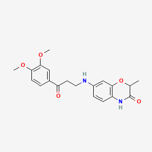 molecular formula C20H22N2O5 B6003334 7-{[3-(3,4-dimethoxyphenyl)-3-oxopropyl]amino}-2-methyl-2H-1,4-benzoxazin-3(4H)-one 