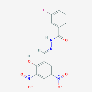 molecular formula C14H9FN4O6 B6003338 3-fluoro-N'-(2-hydroxy-3,5-dinitrobenzylidene)benzohydrazide 