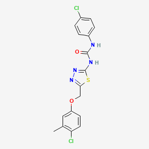 molecular formula C17H14Cl2N4O2S B6003339 N-{5-[(4-chloro-3-methylphenoxy)methyl]-1,3,4-thiadiazol-2-yl}-N'-(4-chlorophenyl)urea 
